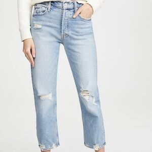 MOTHER Superior The Tomcat Distressed Jeans Light Blue Size 29 Women's